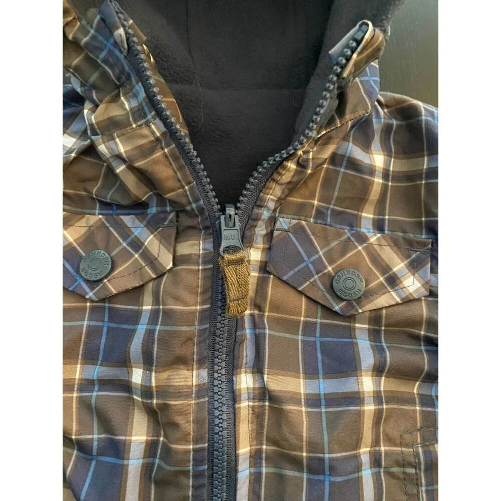 OshKosh B'Gosh Reversible All-Season Jacket Toddler‎ 12mth Plaid/Fleece Full-Zip